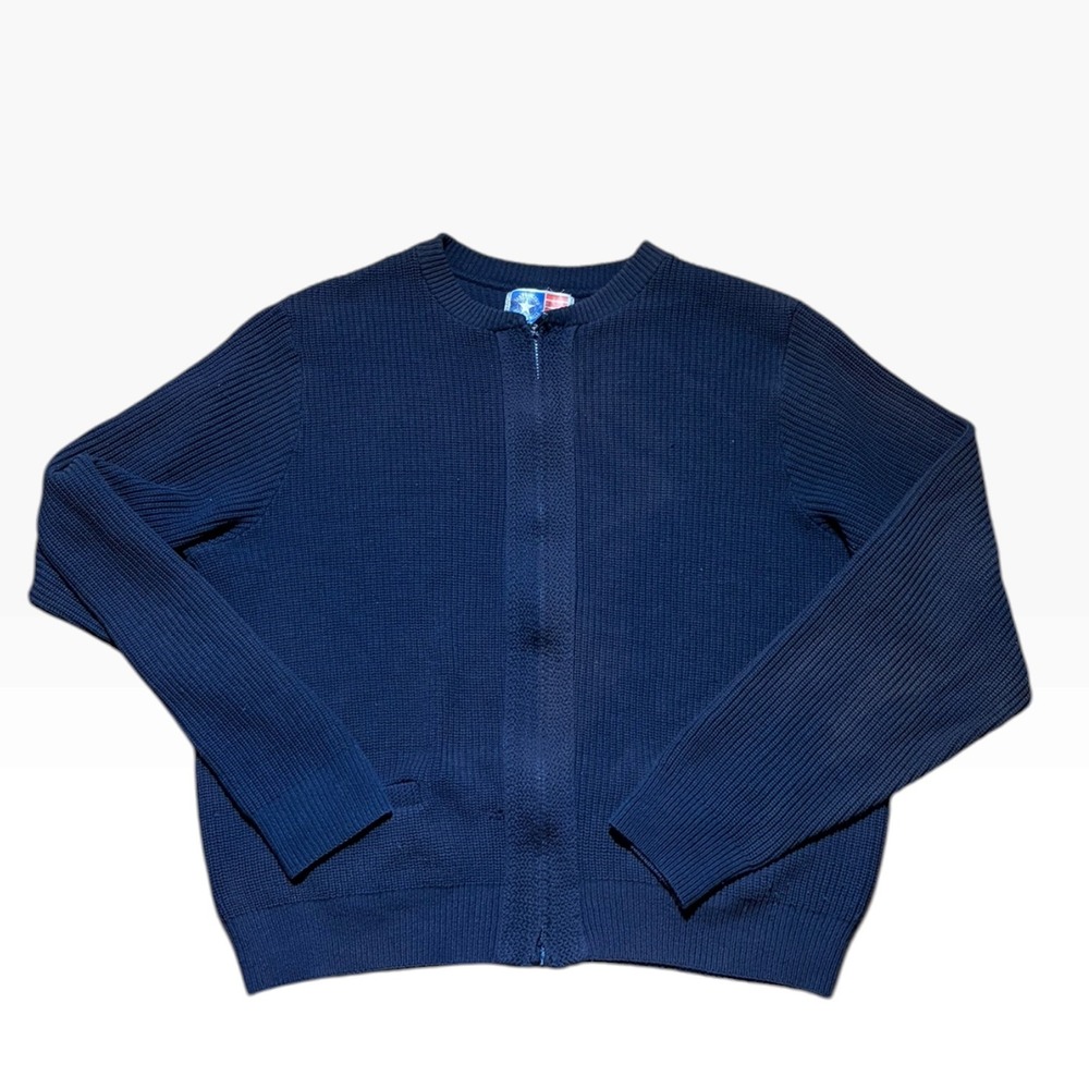 Vintage 80s USPS Postal Worker Uniform Cardigan Navy Blue Made in USA XXL
